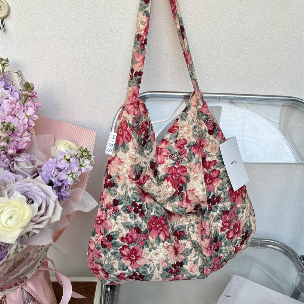 Leopard Print Floral Canvas Female White Shoulder Bags