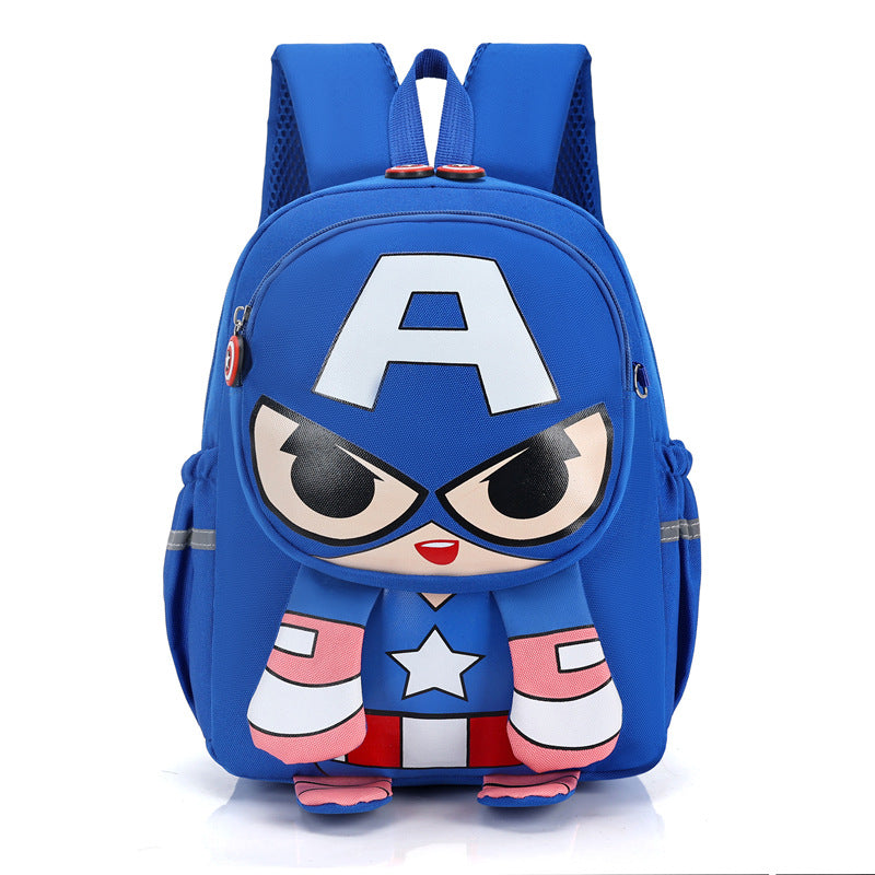 Children's Cute Super Boy Portable Burden Alleviation Kindergarten School Bags