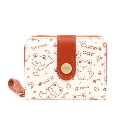 Women's Simple Cute Kitten Style Pocket Portable Ladies Wallets