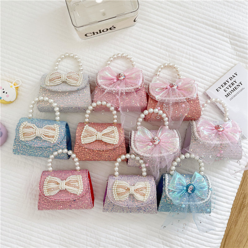 Children's Western Style Cute Bow Flower Little Children's Shoulder Bags