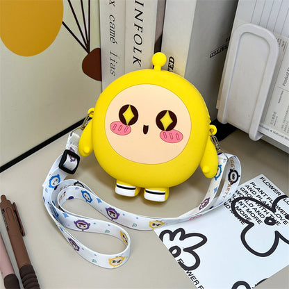 Poupée d'oeuf de dessin animé pour enfants en silicone mignon rangement porte-monnaie pour enfants