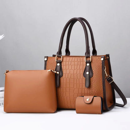 Women's Color Stone Pattern Texture Fashionable Three-piece Handbags