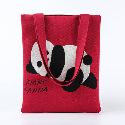 Sac fourre-tout en tricot tendance pour femme en forme de panda pour sacs à bandoulière