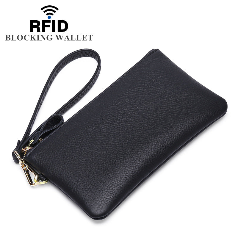 Cowhide Female Long Genuine Leather Simple Zipper Ladies Wallets