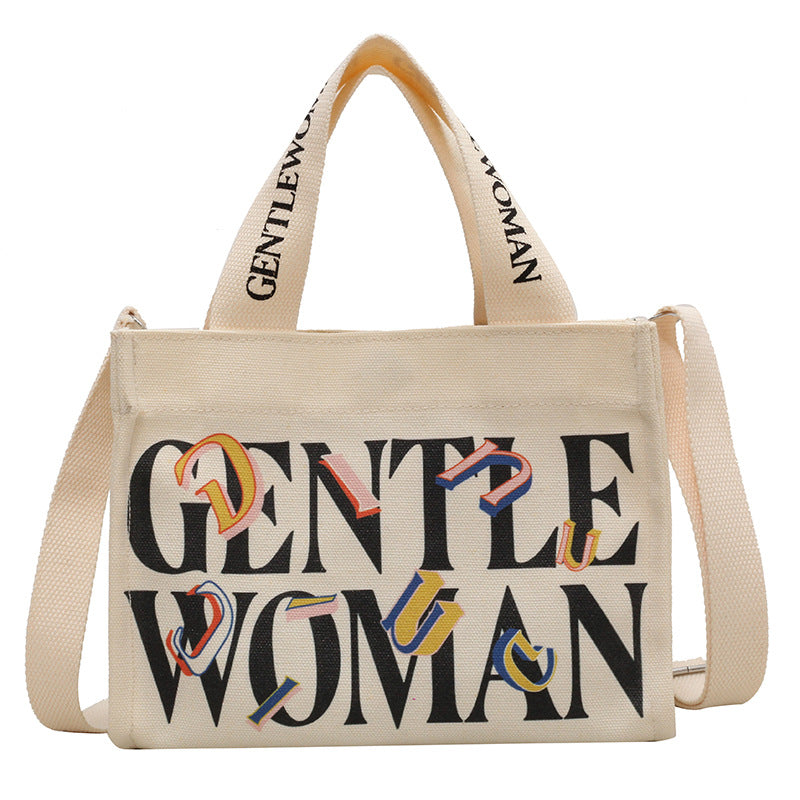 Women's Thailand Color Letter Canvas Texture Printed Crossbody Bags