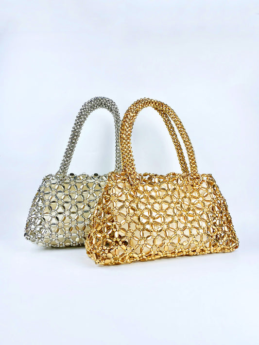 Woven Hollowed Good-looking Ceiling Versatile Shiny Handbags