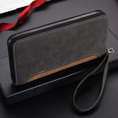 Men's Long Clutch Zipper Frosted Texture Fashion Men's Wallets