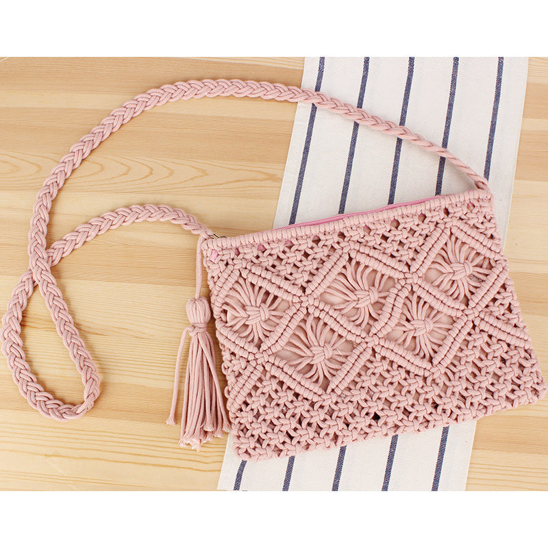 Simple Tassel Hand-held Straw Retro Woven Handbags