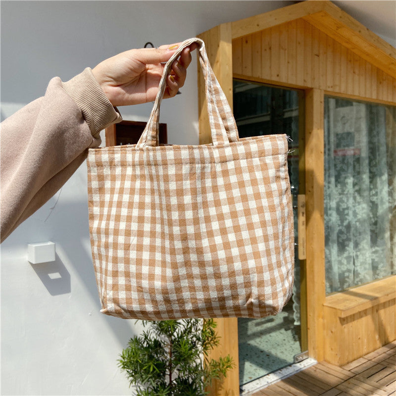 Artistic Portable Lunch Style Plaid Mummy Handbags