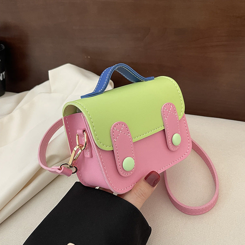 Children's Candy Color Contrast Mini Square Korean Children's Shoulder Bags