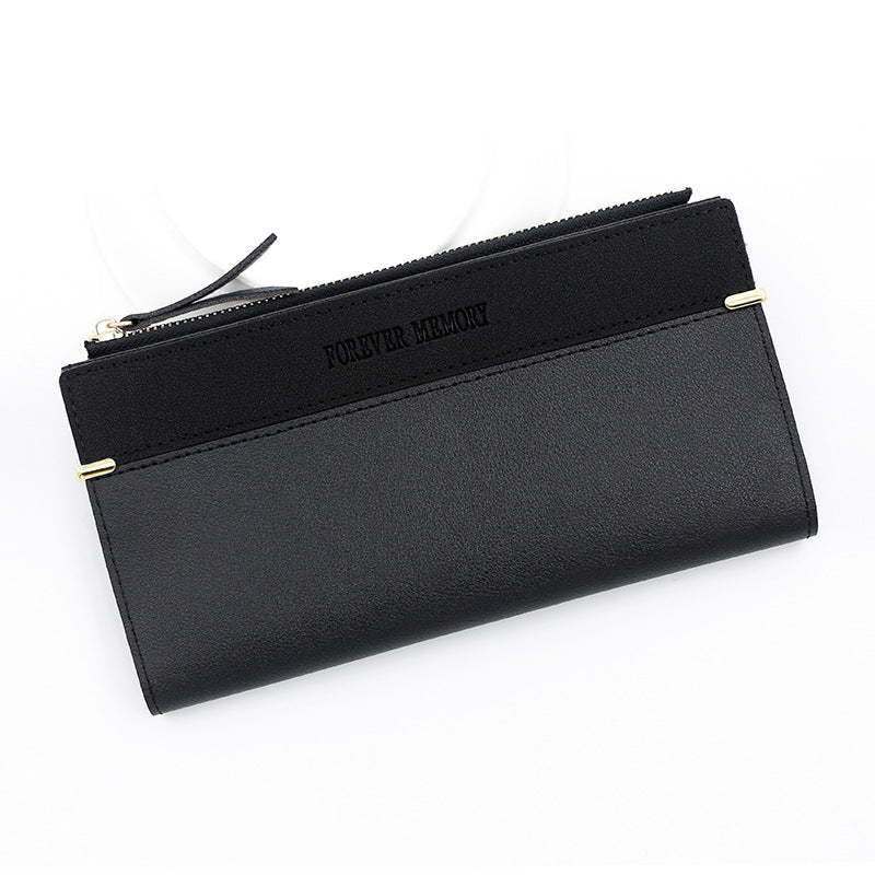 Women's Long Leather Patchwork Solid Color Fashion Ladies Wallets