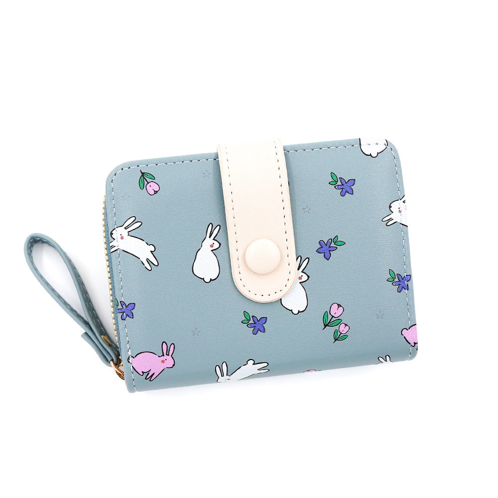 Style Fresh Cute Bunny Pattern Printing Large Capacity Ladies Wallets