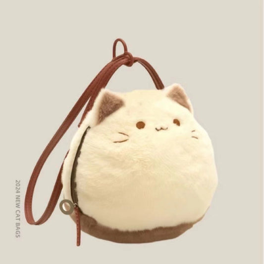 Women's Cute Cat Plush Pouches Female Good-looking Crossbody Bags