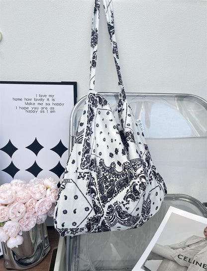 Leopard Print Floral Canvas Female White Shoulder Bags