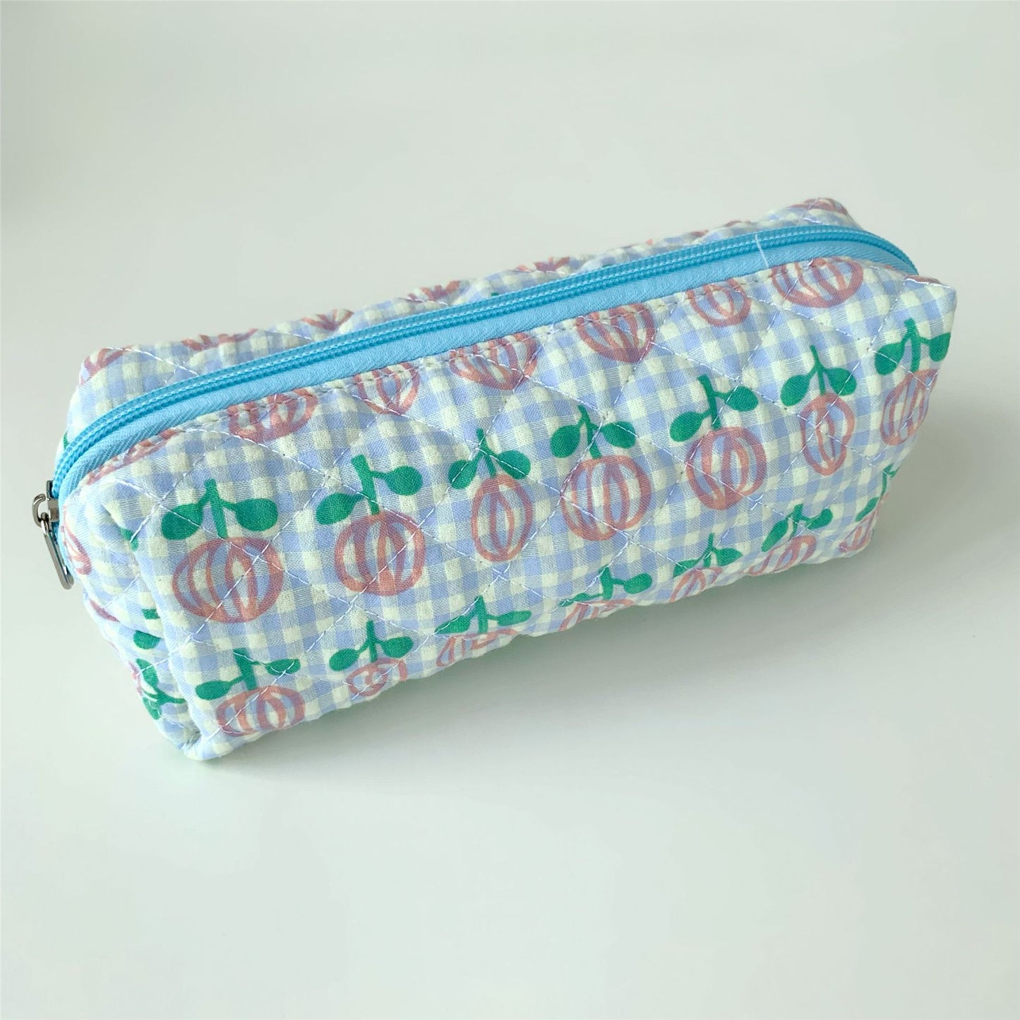 Brush Cotton Embroidery Quilted Large Capacity Pencil Bags