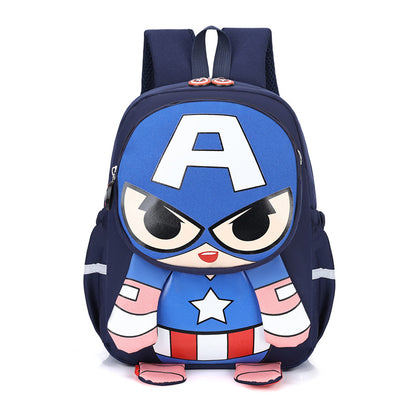 Children's Cute Super Boy Portable Burden Alleviation Kindergarten School Bags