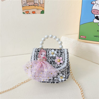 Children's Cute Small Woolen Fashionable Princess National Children's Shoulder Bags