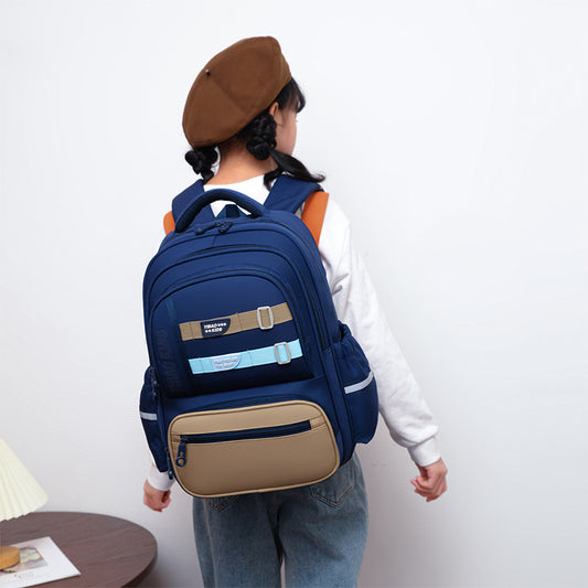 Children's Leopard Primary Grade Boys Contrast Color Elementary School Students' Schoolbags