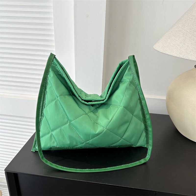 Cloth Solid Color Diamond Fashion Large Shoulder Bags