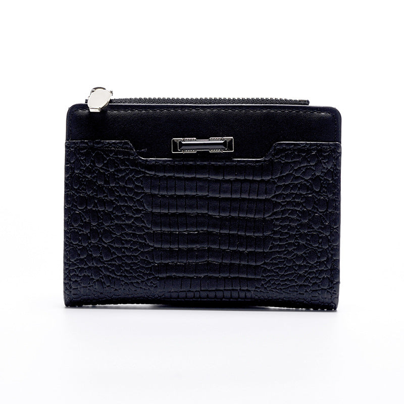 Women's Macaron Color Series Short Crocodile Pattern Ladies Wallets