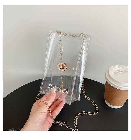 Printed Jelly Transparent Mobile Chain Beach Crossbody Bags