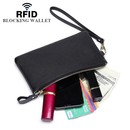 Cowhide Female Long Genuine Leather Simple Zipper Ladies Wallets