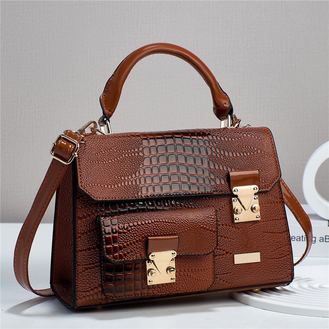 Women's Fashionable Korean Style Crocodile Pattern Simple Handbags