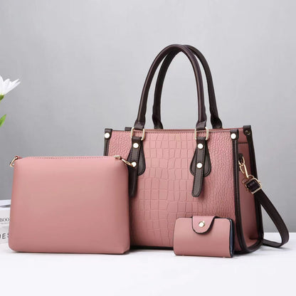 Women's Color Stone Pattern Texture Fashionable Three-piece Handbags