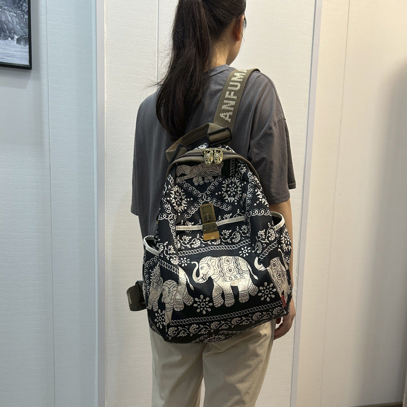 Capacity Ethnic Style Trendy Printed Fashionable Backpacks