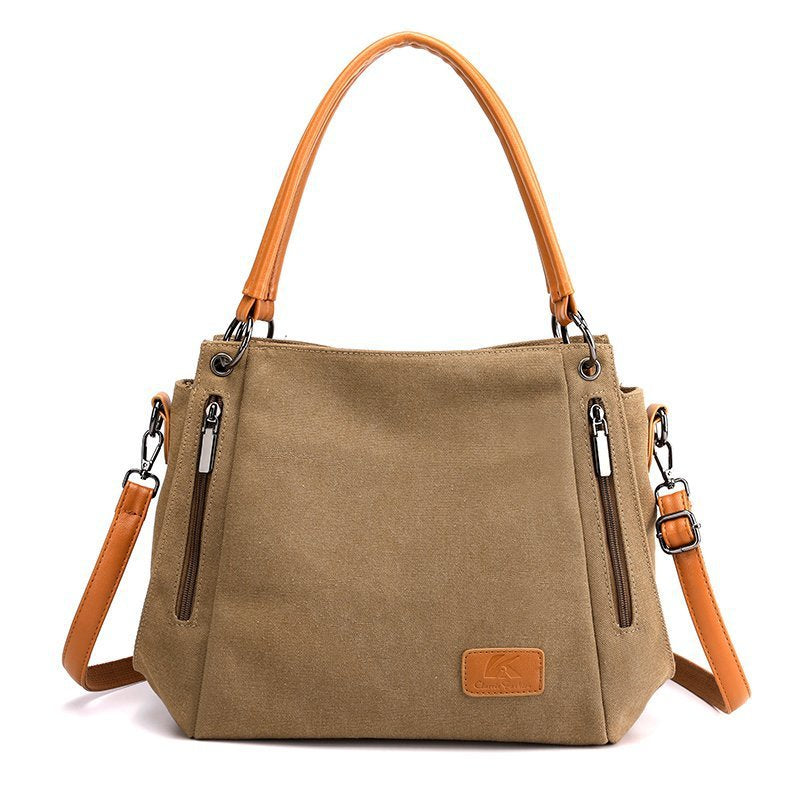 Women's Canvas Fashion Solid Color Large Capacity Crossbody Bags