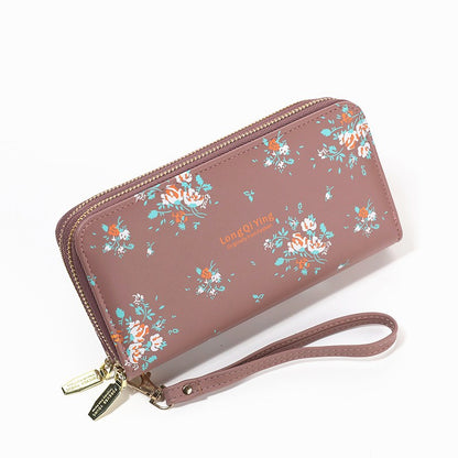 Women's Wild Double Zipper Korean Style Flower Ladies Wallets