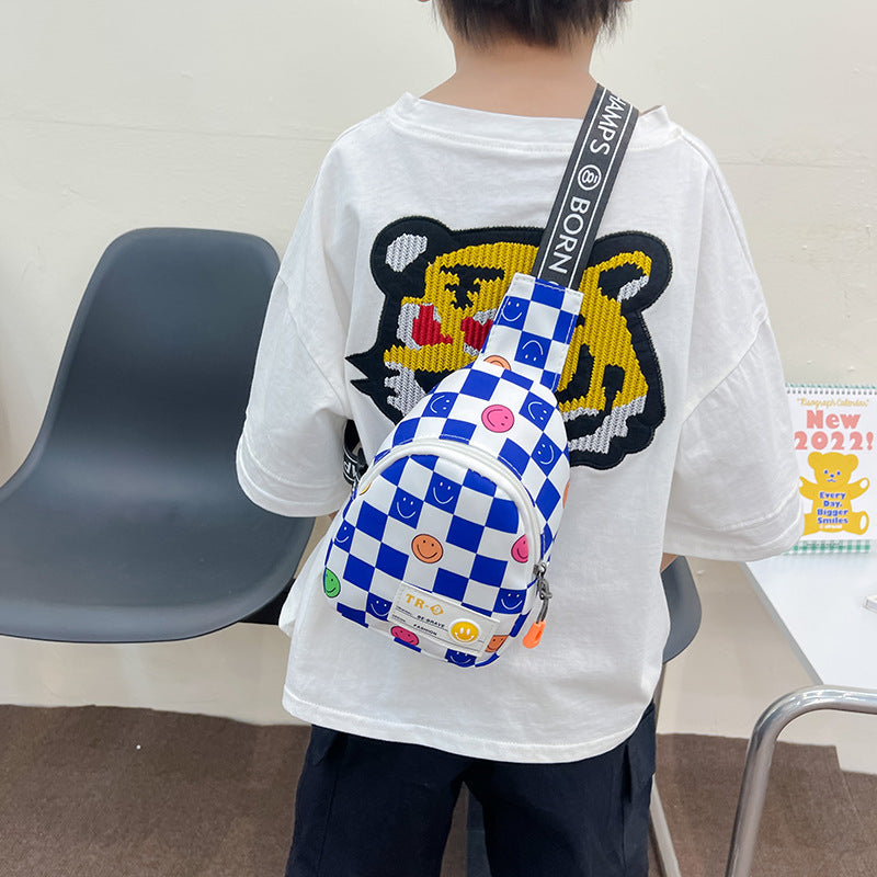 Sac banane tendance pour enfants avec motif d'échiquier mignon et dessin animé