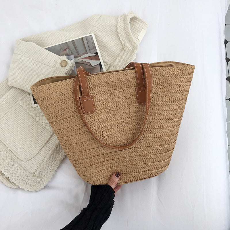 Women's Woven Large Capacity Vacation Beach Vegetable Handbags