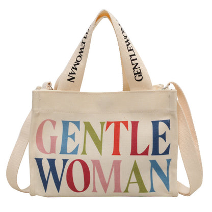 Women's Thailand Color Letter Canvas Texture Printed Crossbody Bags