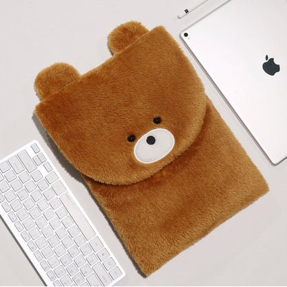 Sac en peluche brodé avec un animal mignon pour ordinateur portable et tablette