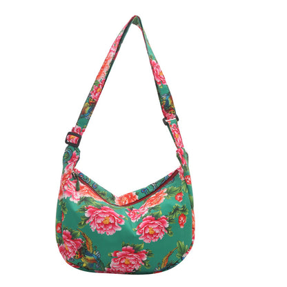 Women's Northeast Big Flower Niche Large Capacity Shoulder Bags