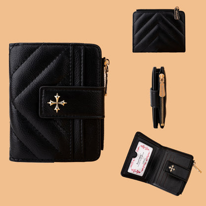 Women's Short Cruciate Flower Simple Hasp Zipper Ladies Wallets