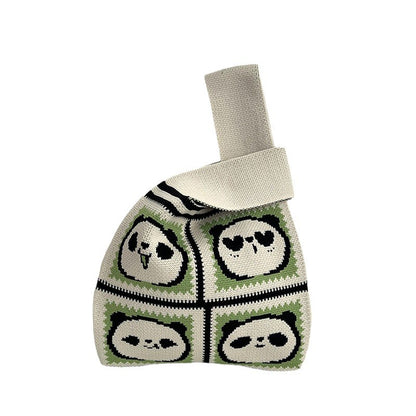 Women's Woven Panda Easy Matching Cute Knitted Handbags