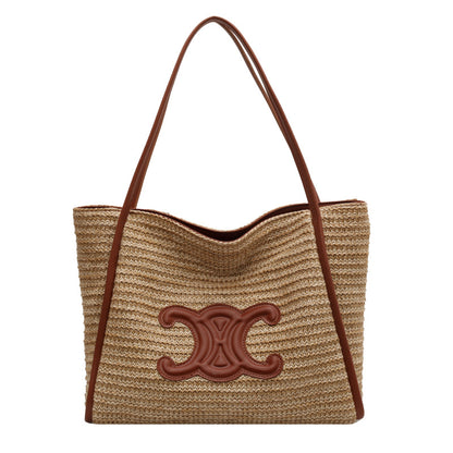 Women's Arc Straw Hand-woven Vegetable Basket Vacation Shoulder Bags