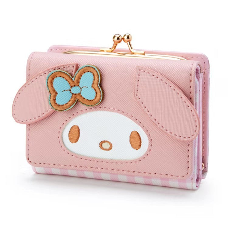 Women's Short 2 Fold Pom Purin Styling Zipper Ladies Wallets