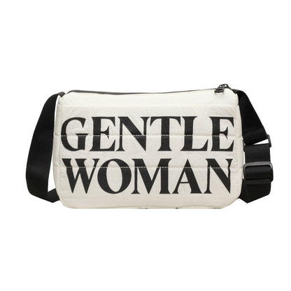 Large Capacity Embroidered Letters Wide Strap Shoulder Bags