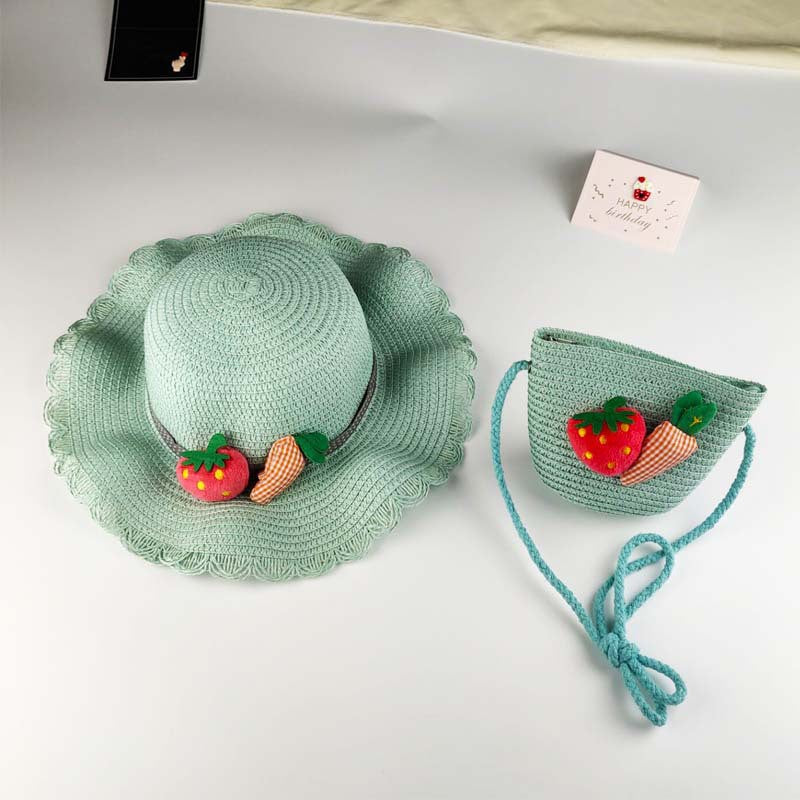 Ensemble de chapeaux tissés tendance pour enfants, mini sacs à bandoulière à fleurs pour enfants