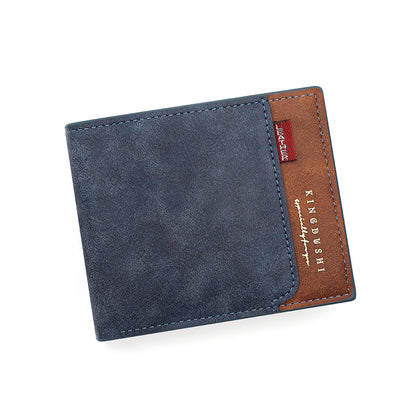 Men's Short Sier Pocket Stitching Matte Leather Men's Wallets