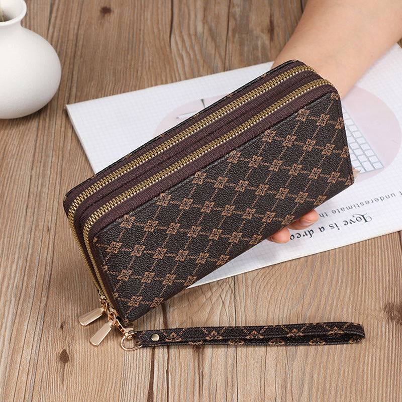 Portefeuilles à fermeture éclair multifonctions pour femmes, pochette longue pour téléphone portable