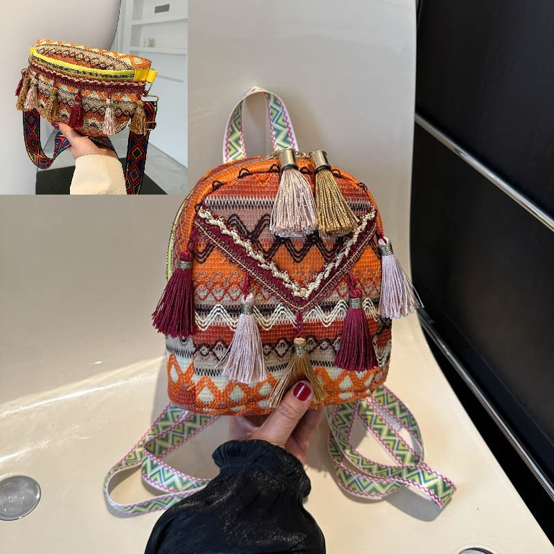 Women's Tassel Weaving Ethnic Style Personalized Fast Backpacks