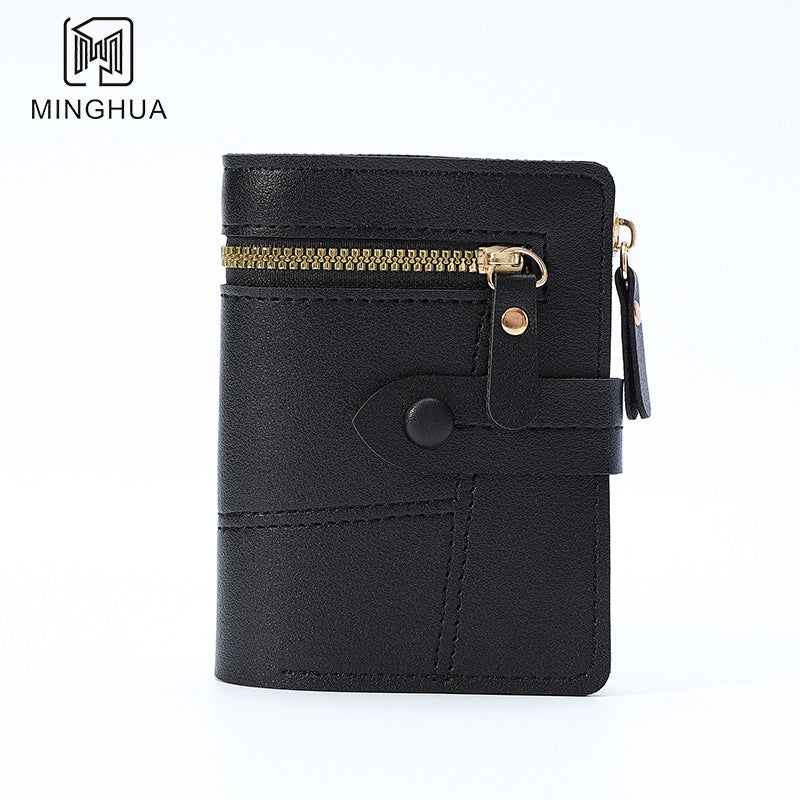 Women's Button Solid Color Thin Short Purses