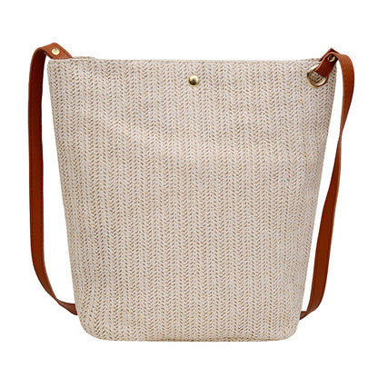 Women's Summer Straw Woven Fashion Texture Bucket Crossbody Bags