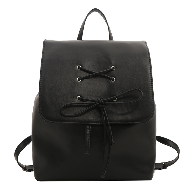 Women's Solid Color Simple Textured Bow Spring Backpacks