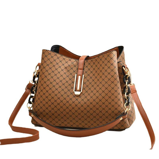 Women's Retro Pattern Fashion Large Capacity Bucket Handbags