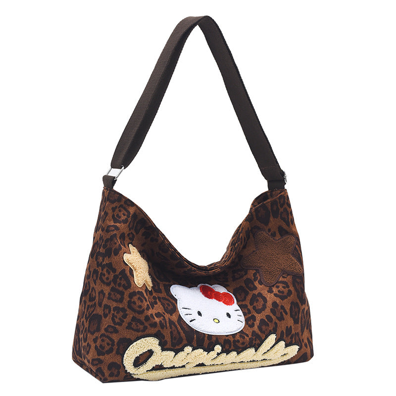 Women's Cute Leopard Suede Large Fashion Retro Shoulder Bags